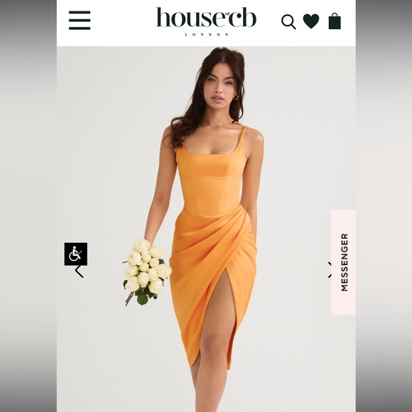 HOUSE OF CB BIANCA New Tangerine Orange Satin Corset Midi Dress XS Regular Cup - Picture 7 of 10